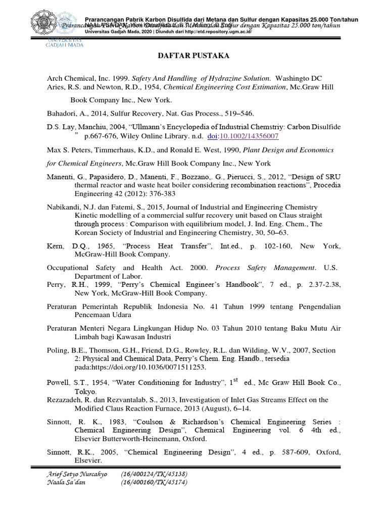 S1 2020 400160 Bibliography | PDF | Chemistry | Process Engineering