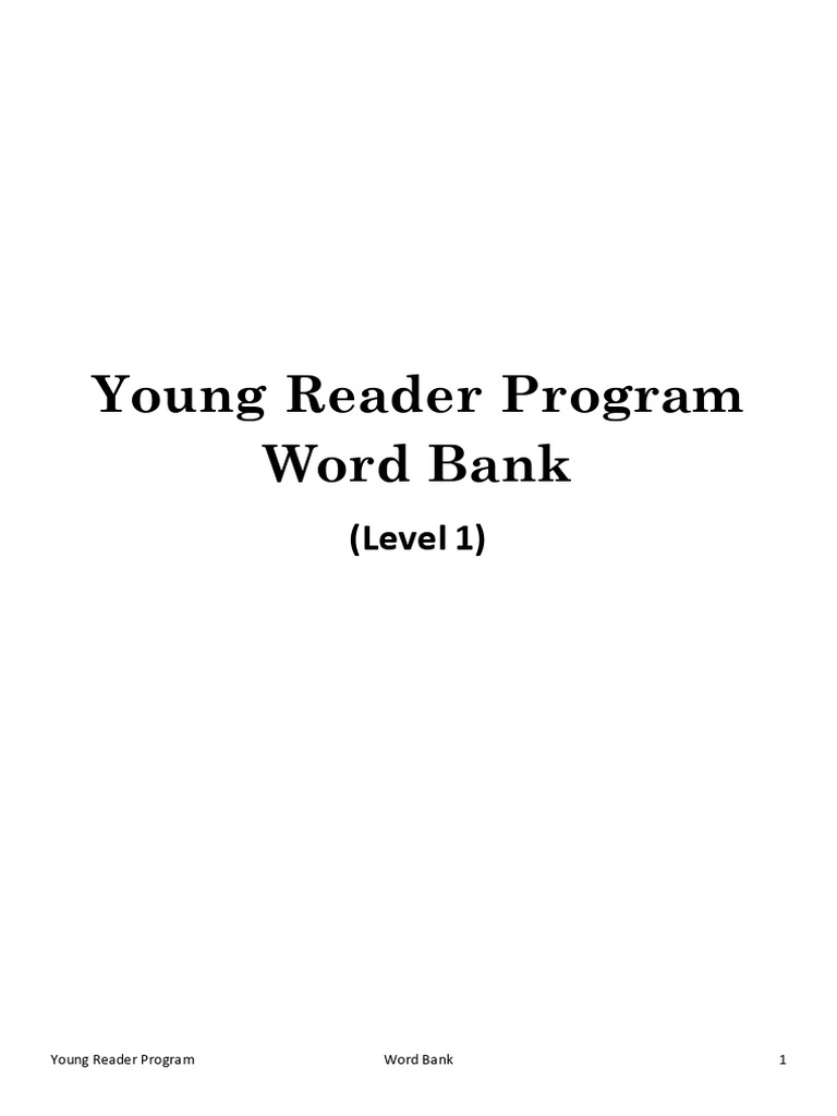 Word Bank Young Reader Program | PDF | Copyright