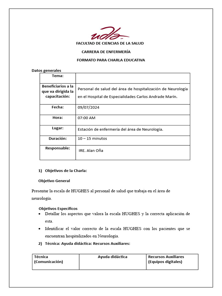 Charla sobre la Escala de Hughes en Neurología | PDF | Sistema nervioso ...