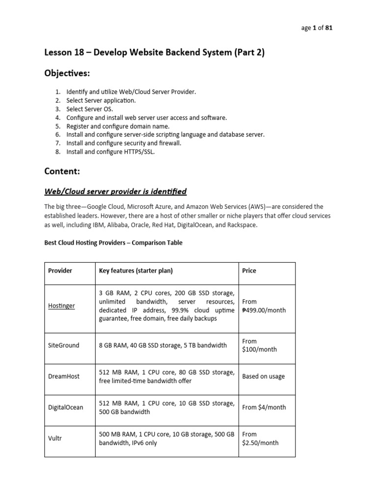 Lesson 18 - Develop Website Backend System | PDF | Cloud Computing ...