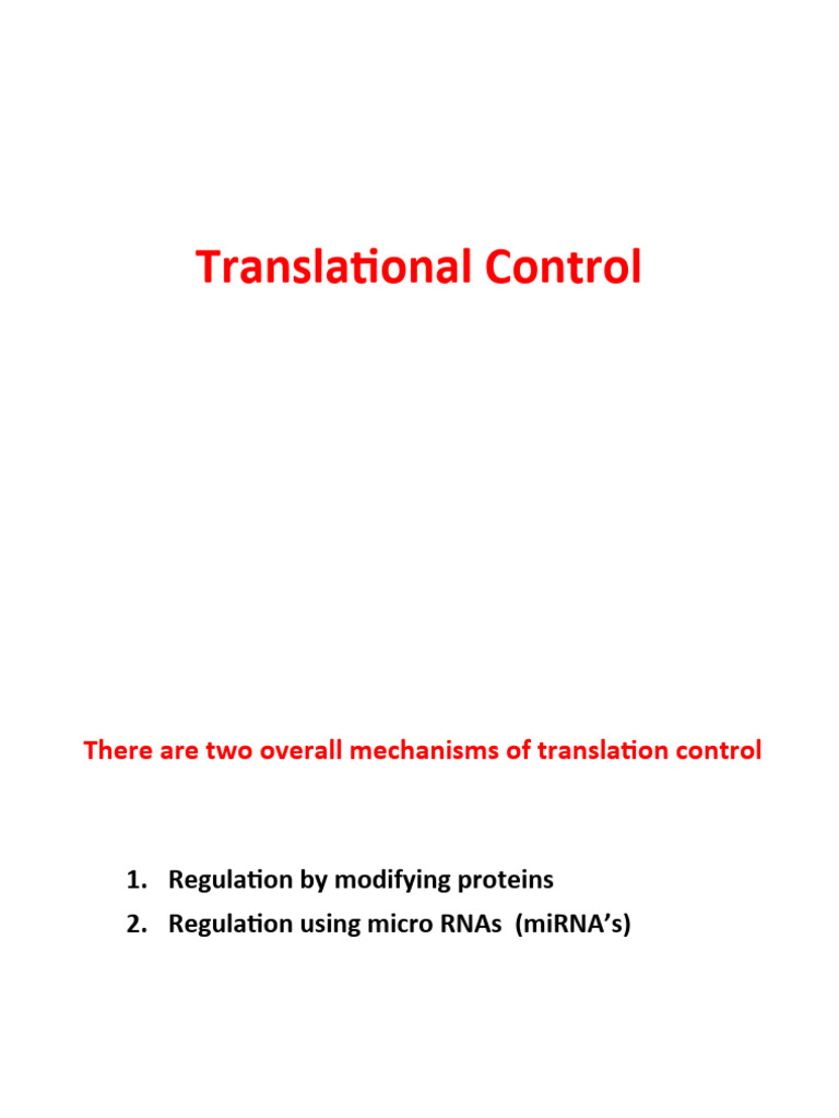 Translational Control | PDF | Micro Rna | Rna Interference