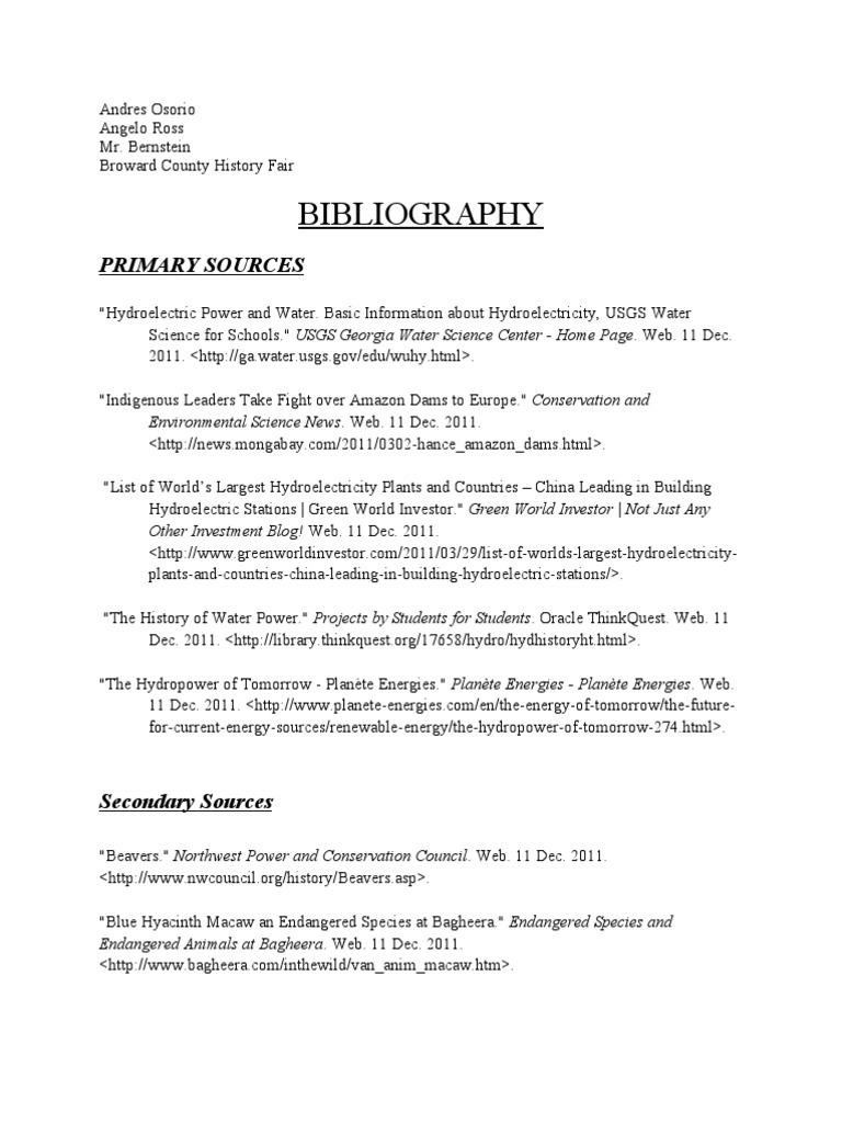 History Fair Bibliography | PDF