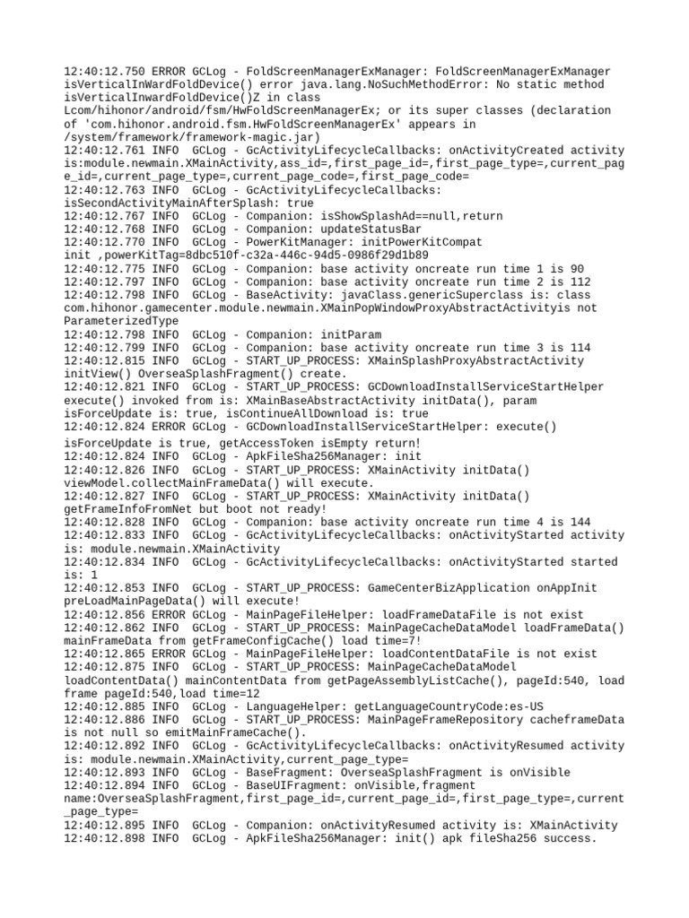 Error Log Analysis for XMainActivity | PDF | Communications Protocols ...