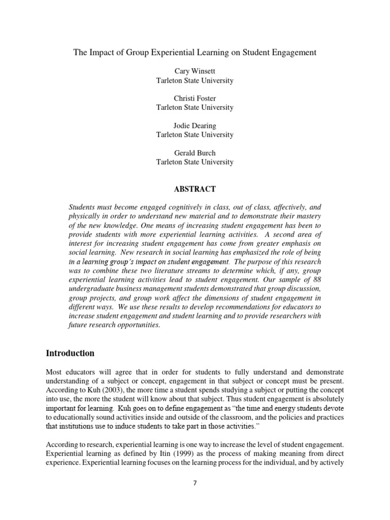 Group Learning and Experienetial | PDF | Learning | Knowledge