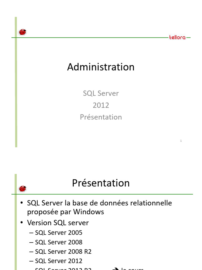Administration de SQL Server 2012 | PDF | Microsoft SQL Server ...