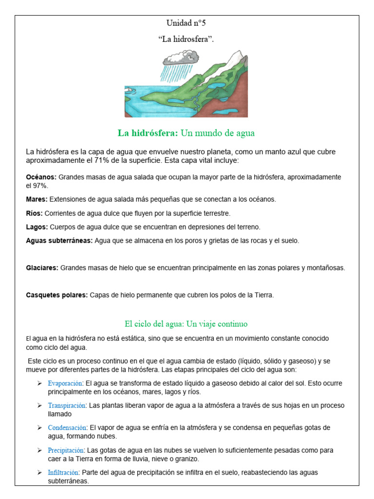 La Hidrosfera y su Ciclo del Agua | PDF | Agua | El ciclo del agua