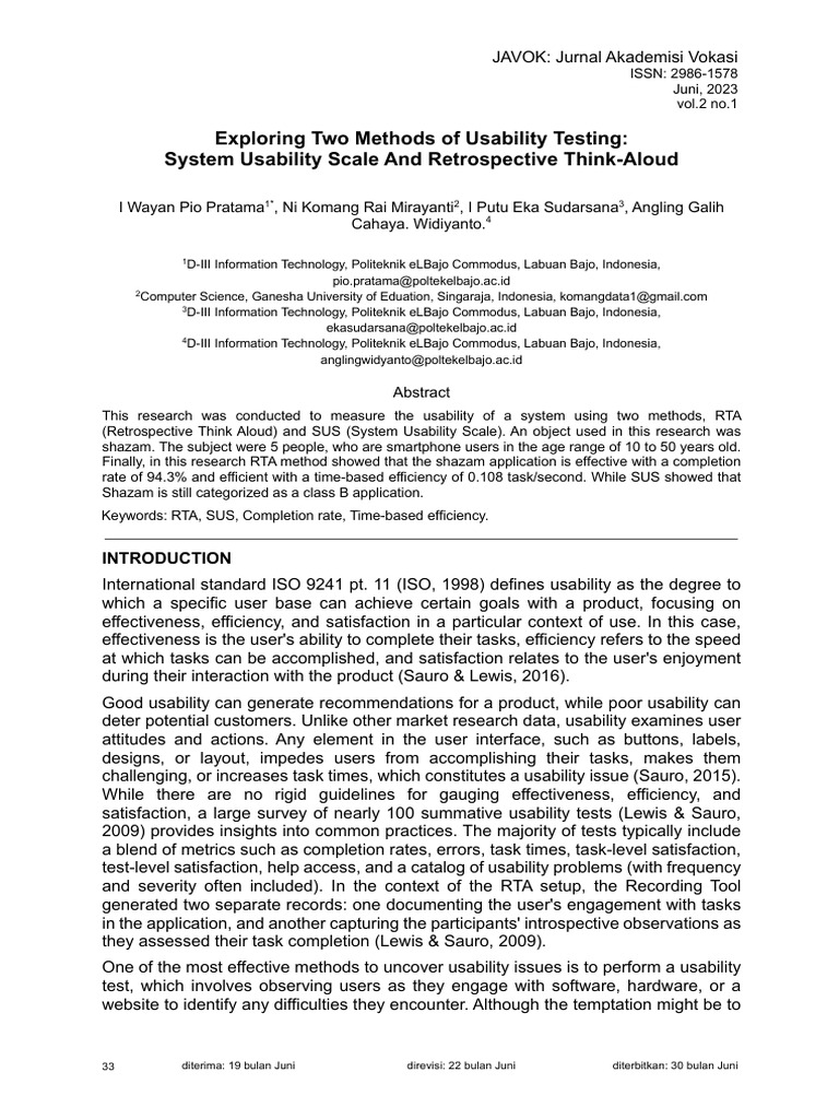 Usability Testing: RTA vs. SUS | PDF | Usability | Thought