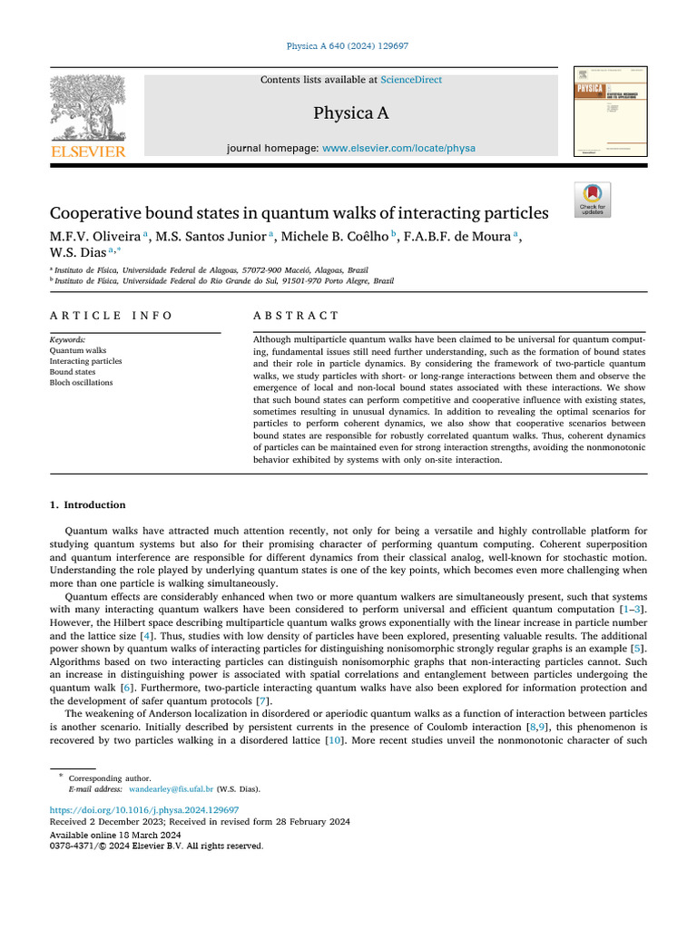 Cooperative Bound States in Quantum Walks | PDF | Elementary Particle ...