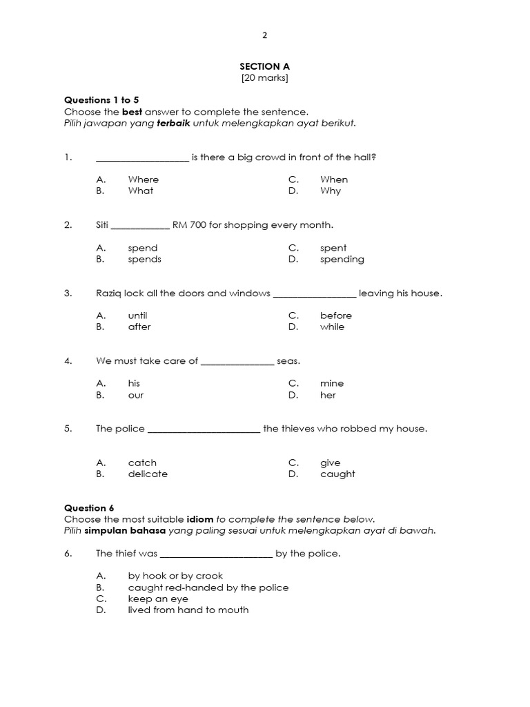 English Tahun 4 Pdf Sun Moon