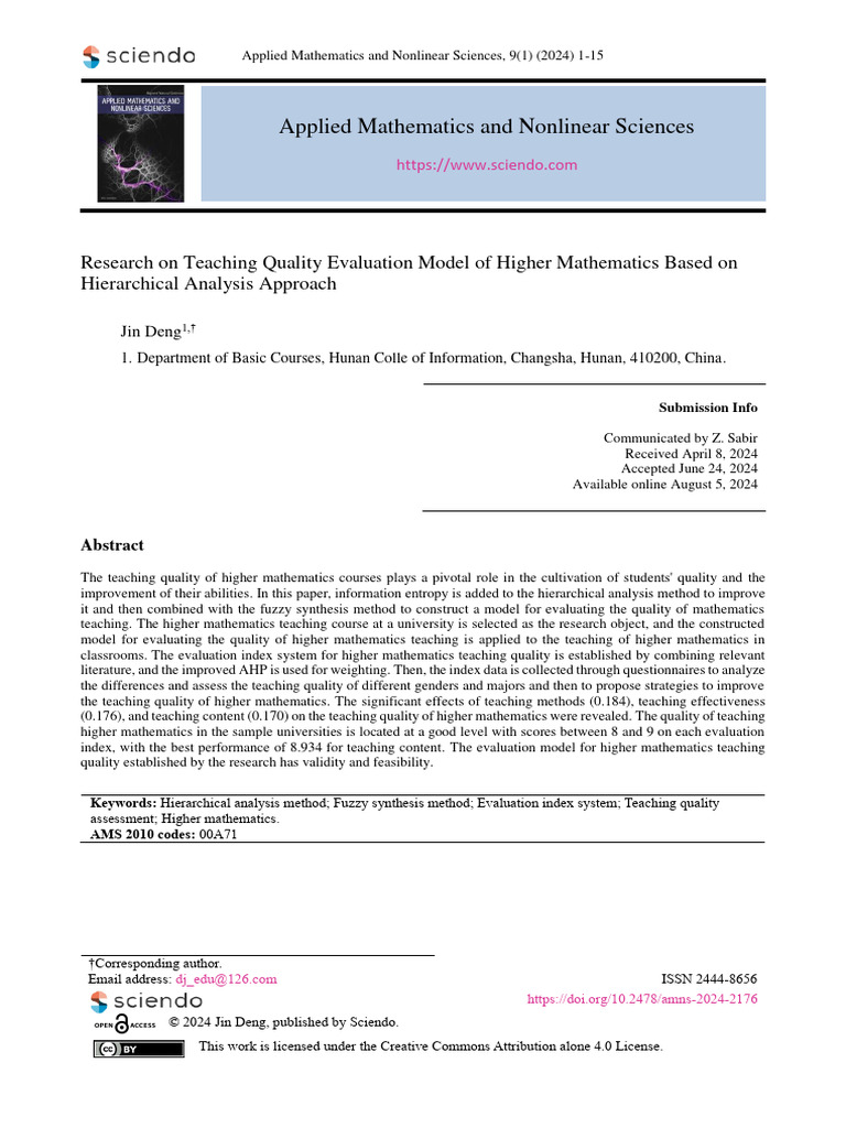 Research On Teaching Quality Evaluation Model of H | PDF | Analysis ...