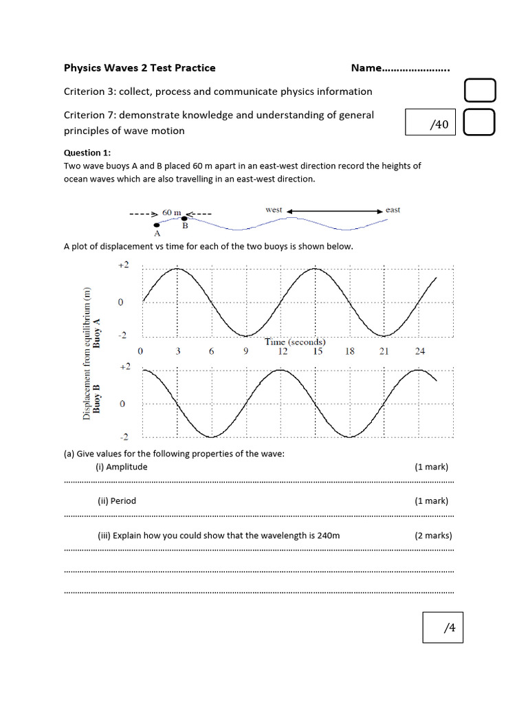 Waves Test 2 Practice (2023) | PDF | Antenna (Radio) | Wavelength