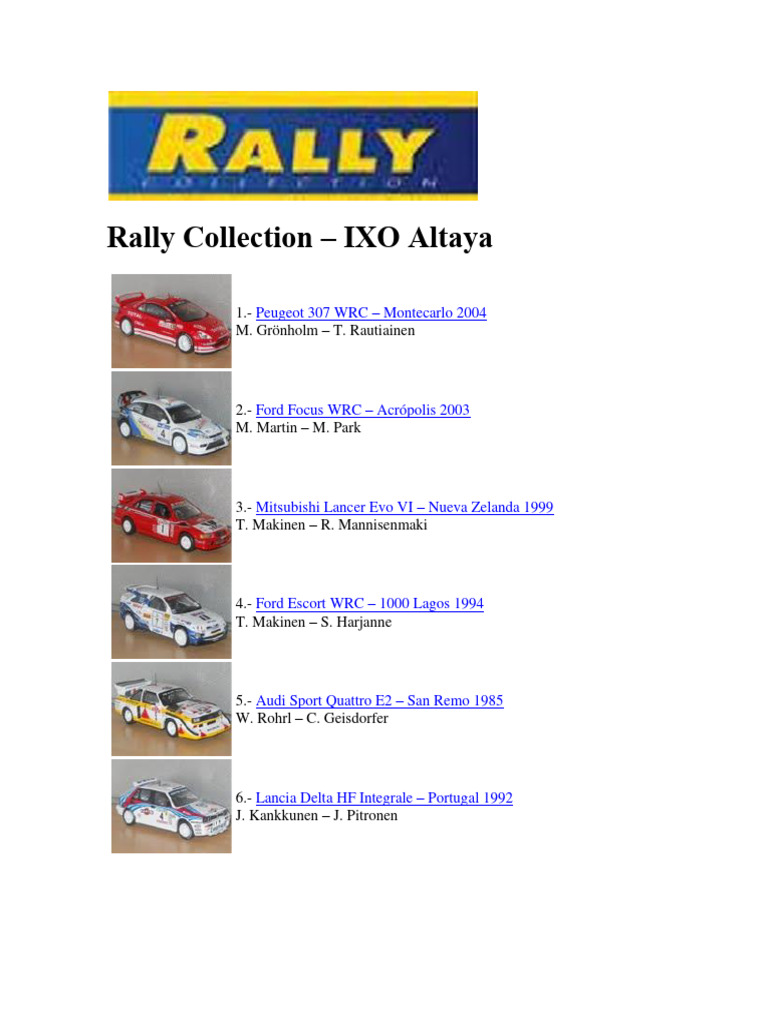 Colección Rally Collection IXO Altaya-1.docx Versión 1 | PDF ...