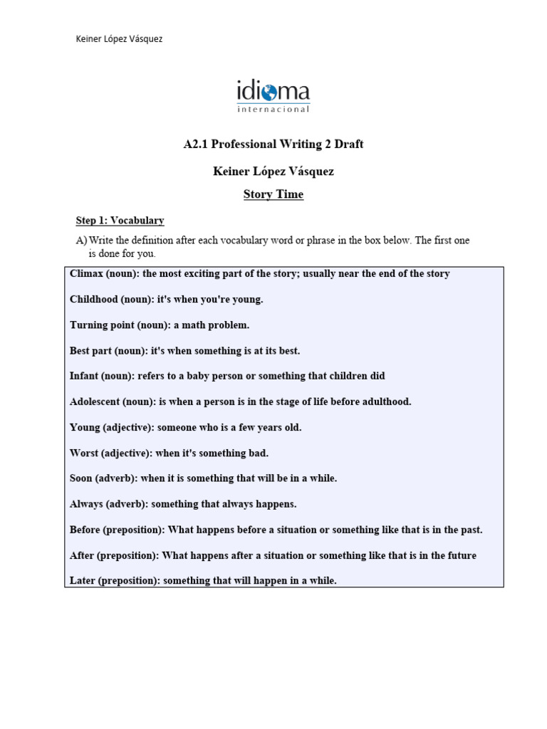 A2.1 Professional Writing 2 Draft Keiner López V. | PDF | Adverb | Noun