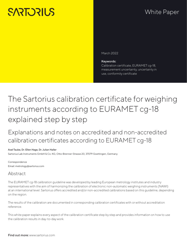 Lps Service Calibration Certificate Euramet Whitepaper | PDF ...