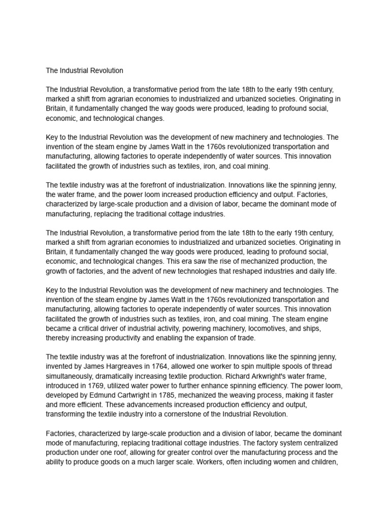 The Industrial Revolution Pdf Industrial Revolution Factory