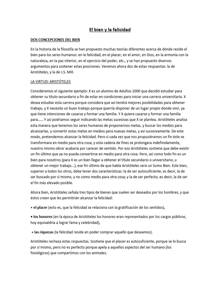 El Bien Filosof A | PDF | Placer | Aristóteles