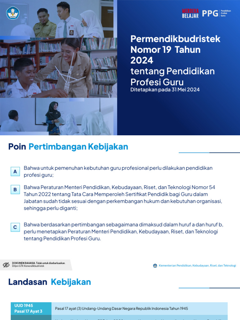 Booklet Permendikbudristek Nomor 19 Tahun 2024 Tentang PPG | PDF