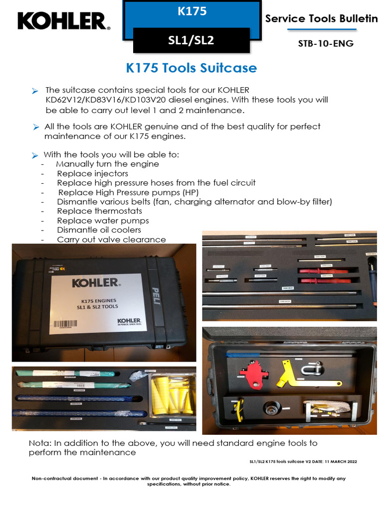 K175 Tools Suitcase for Diesel Engine Maintenance | PDF | Fuel ...