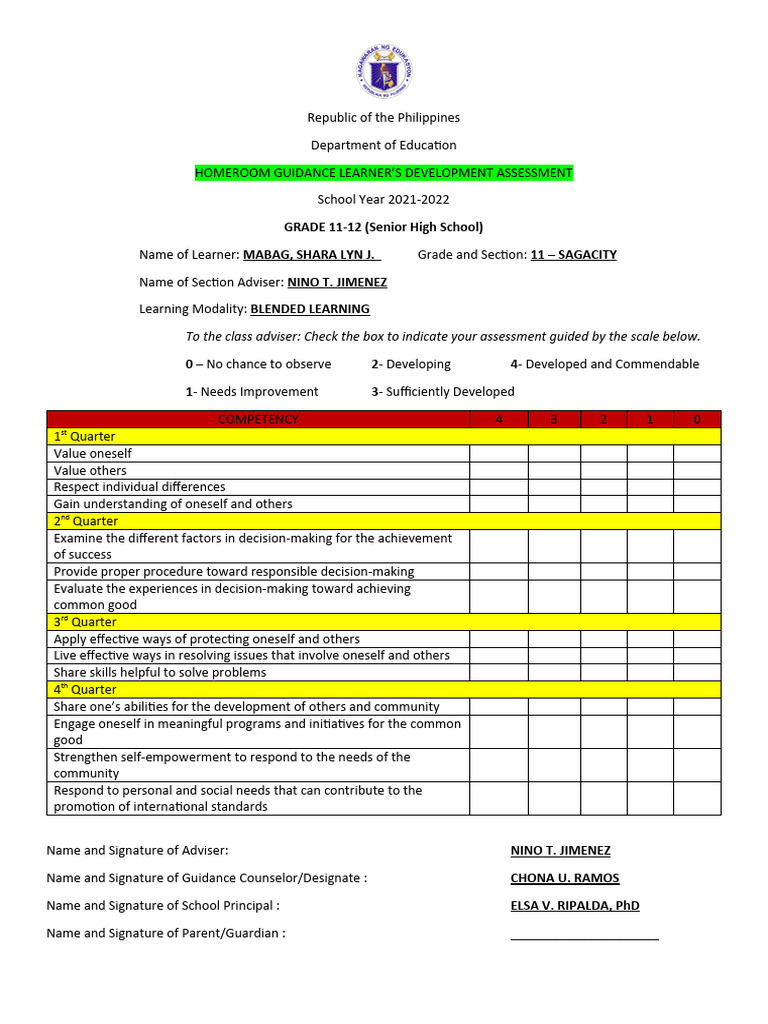 Homeroom Guidance Pdf