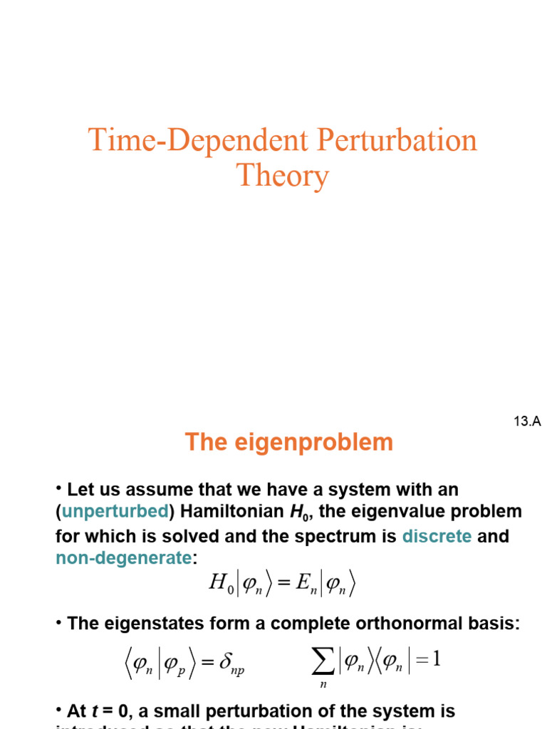 Time Dependent Perturbation | PDF | Perturbation Theory (Quantum ...
