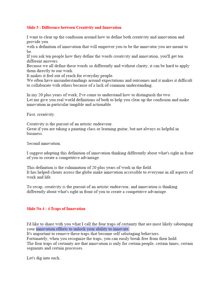 Innovative Mindset Part 2 Pdf Creativity Mindset