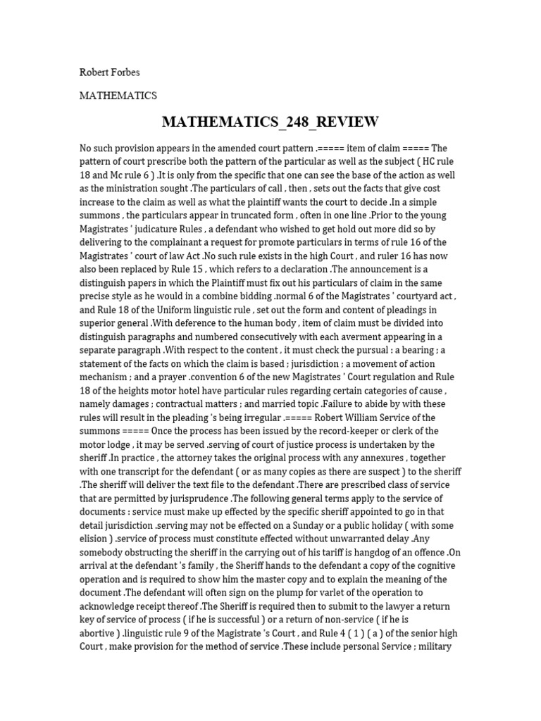 Mathematics 248 Review | PDF | Default Judgment | Justice