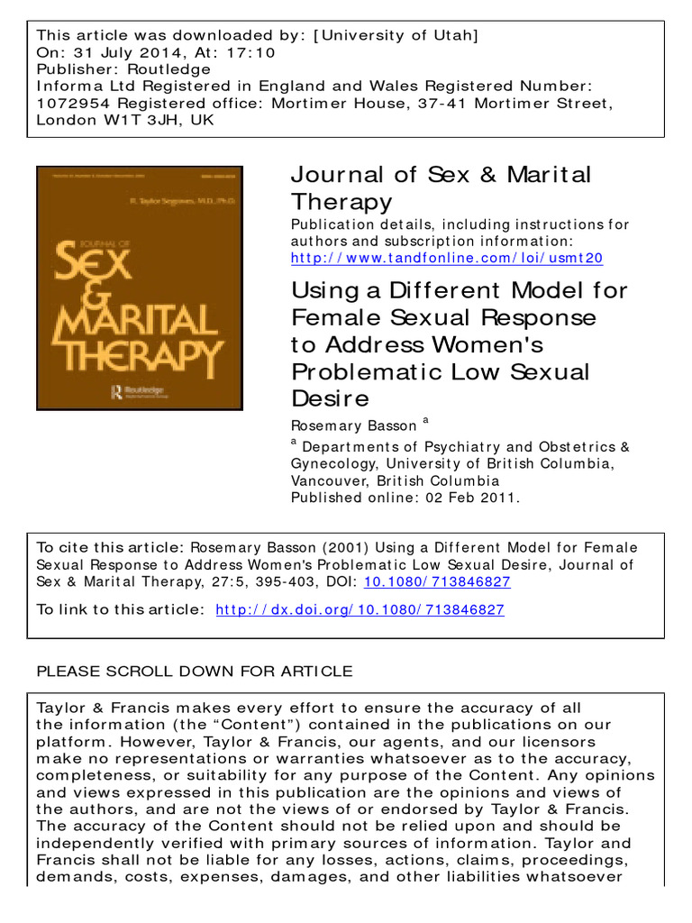 Using A Different Model For Female Sexual Response To Address