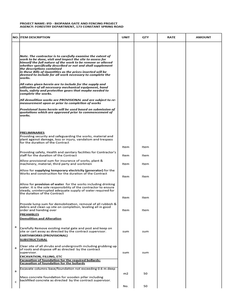 Biopama Gate and Fencing Project Costs | PDF | Concrete | Mortar (Masonry)