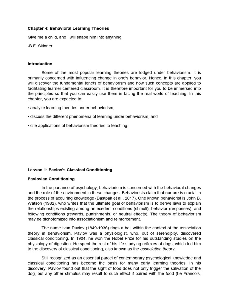 Understanding Behavioral Learning Theories | PDF | Classical ...