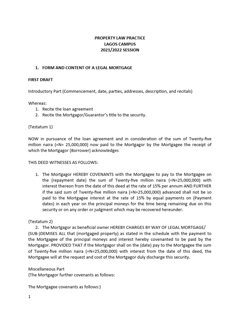 Form and Content of A Legal Mortgage | PDF | Mortgage Law | Mortgages