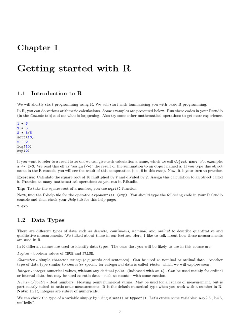 Starting with r 1 pdf mathematics arithmetic