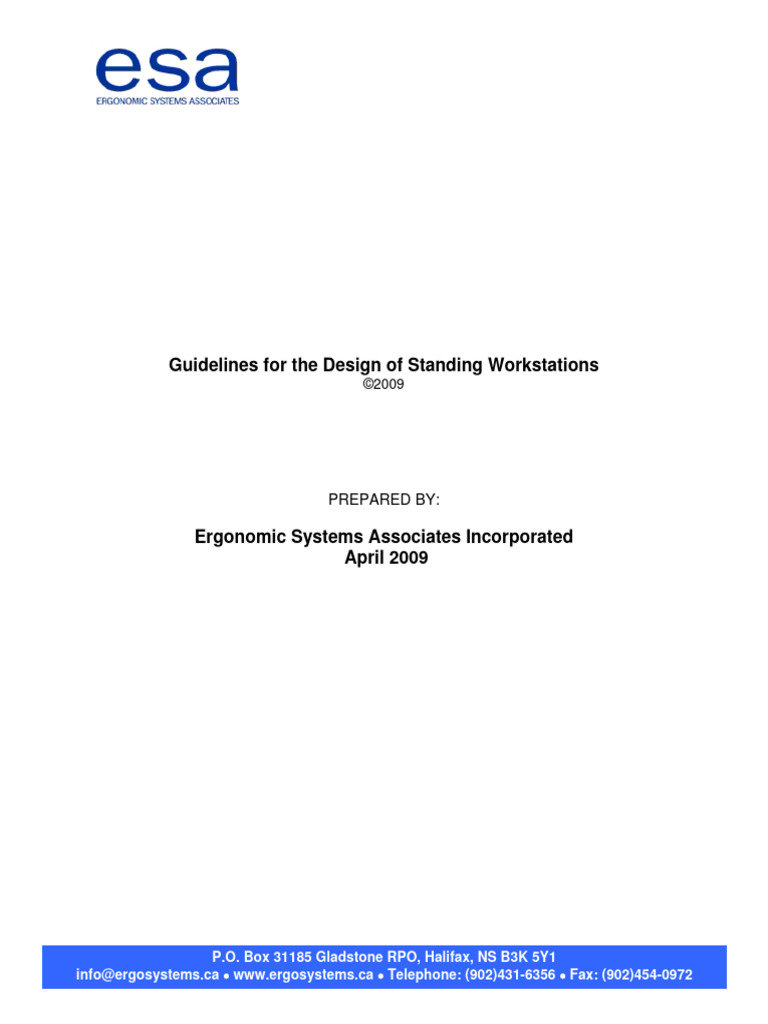 ESA Guideline For Standing Workstations 2009 | PDF | Computer Keyboard ...