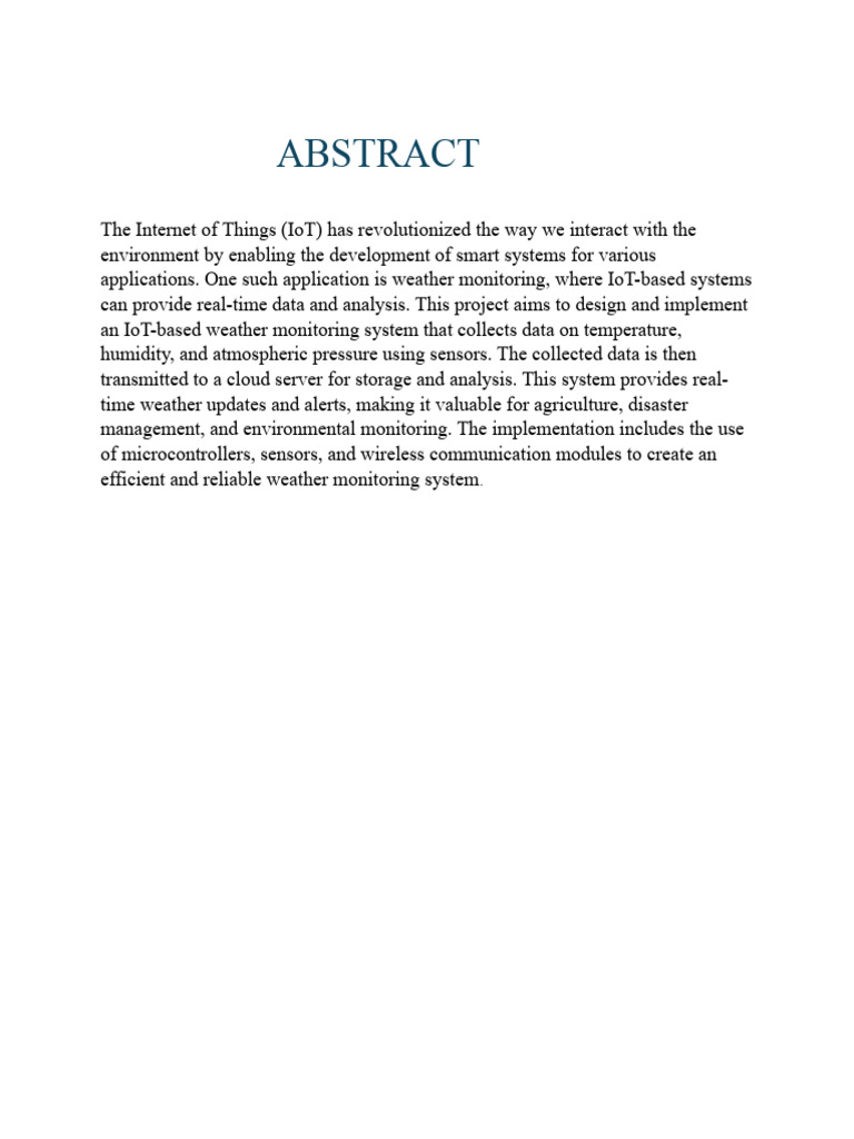 ABSTRACT Weather Monitoring System | PDF | Technology & Engineering
