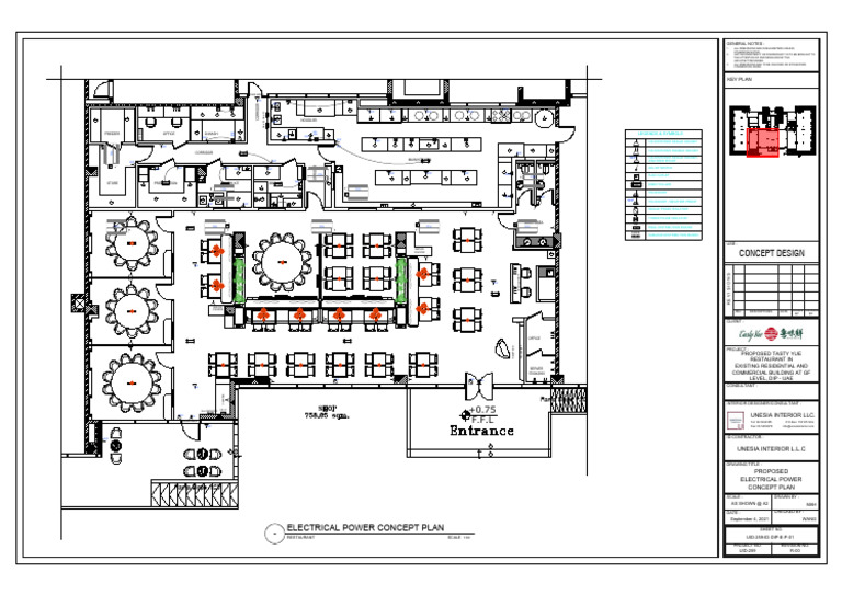 Restaurant Electrical Plan DIP UAE | PDF