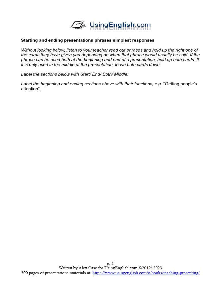Presentation Phrases Guide | PDF | Language Arts & Discipline | Foreign ...