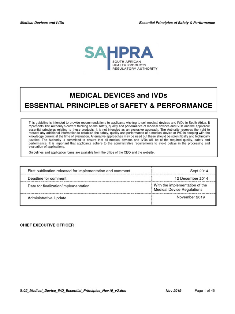 Safety & Performance Guidelines for Medical Devices | PDF | Medical ...