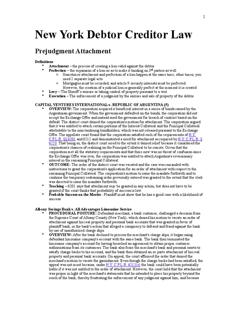 Debtor Creditor Case Summaries Revised Pdf Mortgage Law
