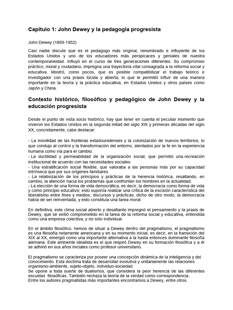 John Dewey y La Pedagogía Progresista | PDF | John Dewey | Pragmatismo