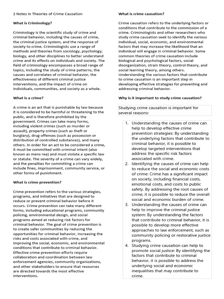 Theories of Crime Causation Explained | PDF | Crime & Violence | Crimes