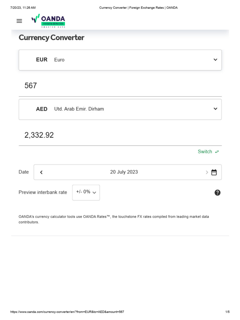 Currency Converter - Foreign Exchange Rates - OANDA3 | PDF | Foreign  Exchange Market | Exchange Rate