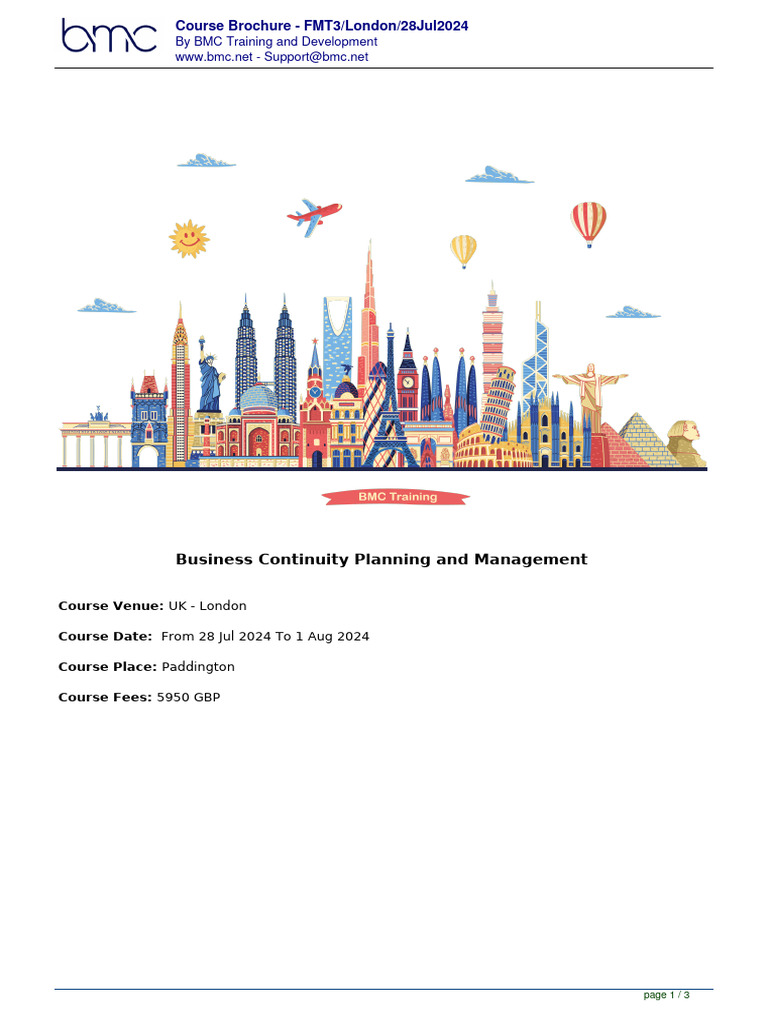 Business Continuity Planning and Management London Jul 2024 | PDF ...