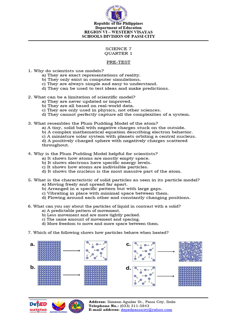 Science 7 Quarter 1 Pre-Test Guide | PDF | Gases | Evaporation