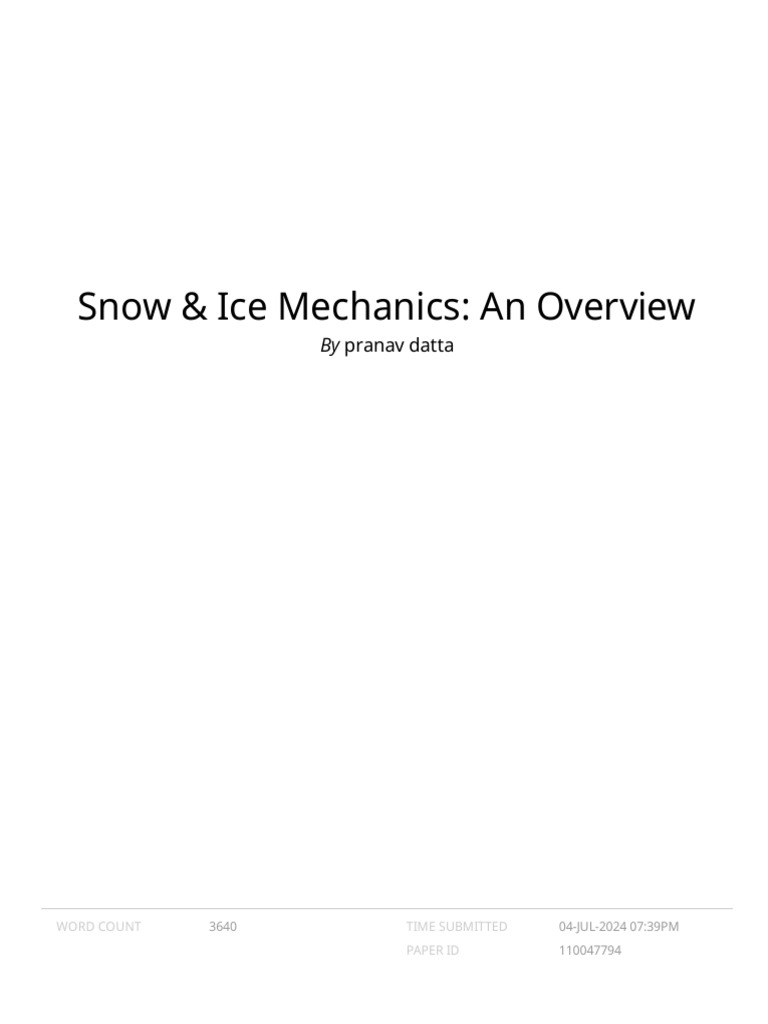 Snow Ice Mechanics An Overview | PDF | Snow | Water