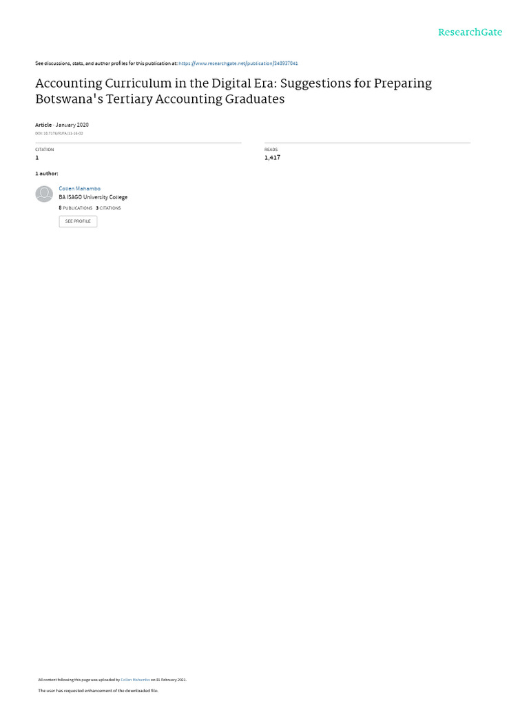 Accounting Curriculum in The Digital Era | PDF | Accounting | Curriculum