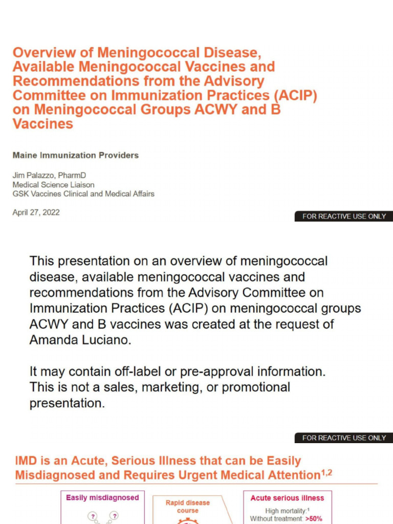 Overview of Meningococcal Disease, Available Meningococcal Vaccines and ...