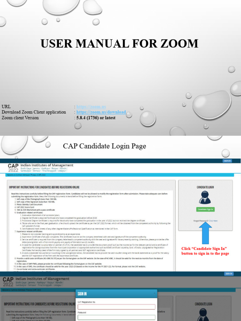 User Manual For Zoom For Admission | PDF