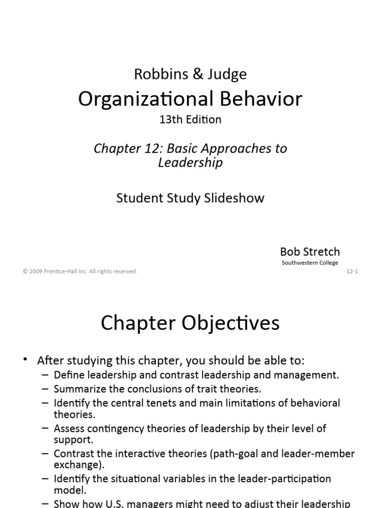 Chapter 12-Basic Approaches To Leadership | PDF | Leadership ...