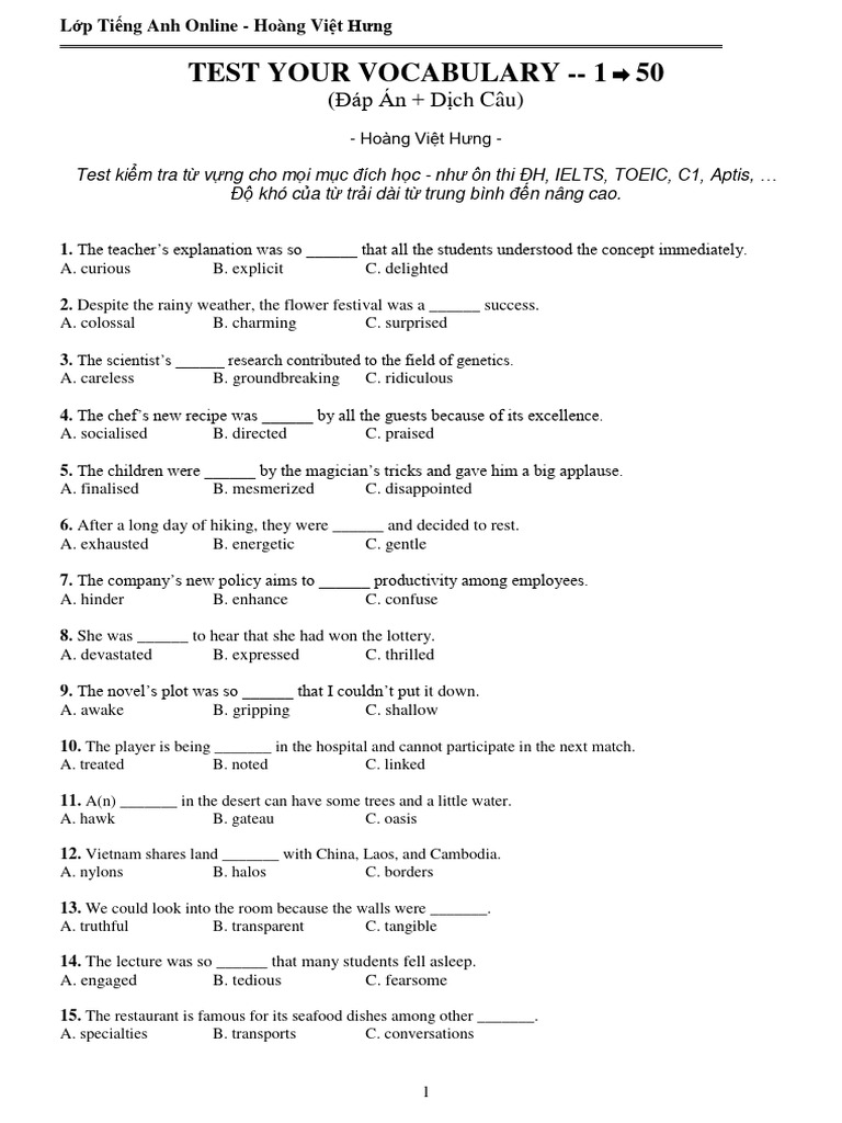 Test Your Voca 1 - 50 | PDF