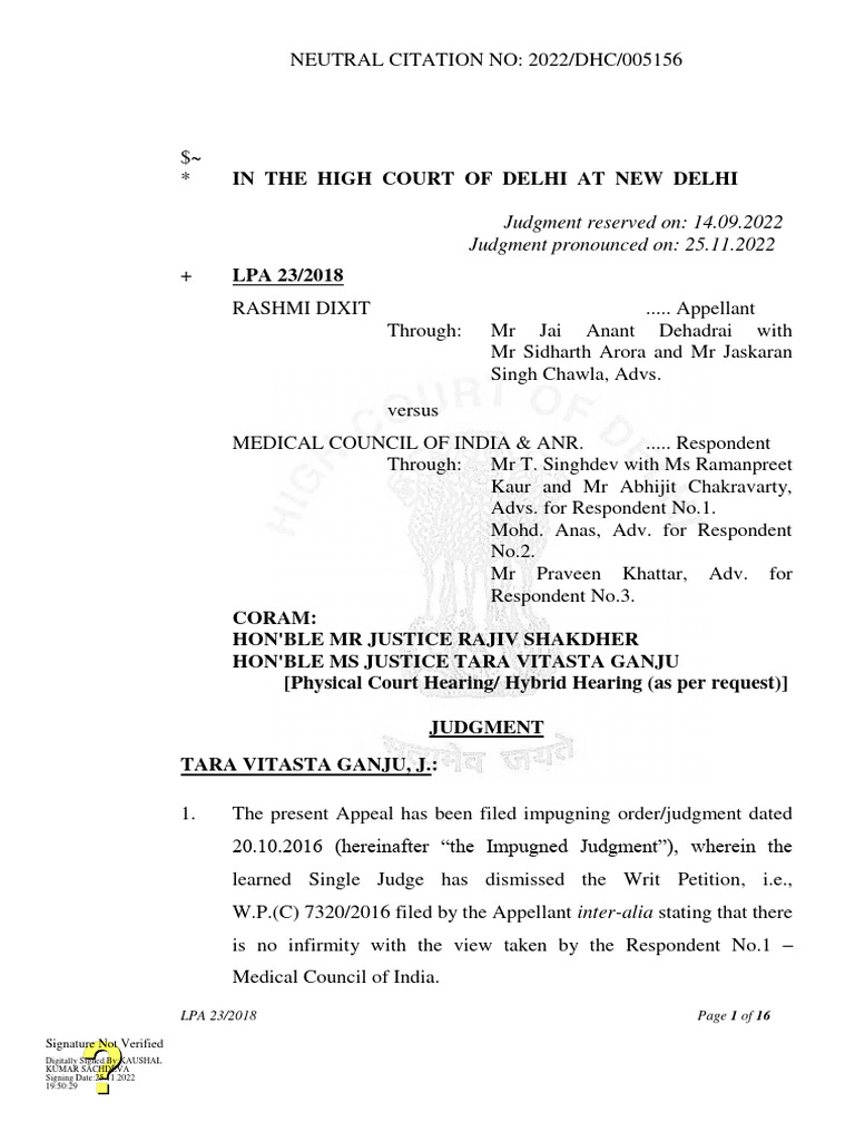 Delhi High Court Ruling on Medical Negligence | PDF | Judgment (Law ...