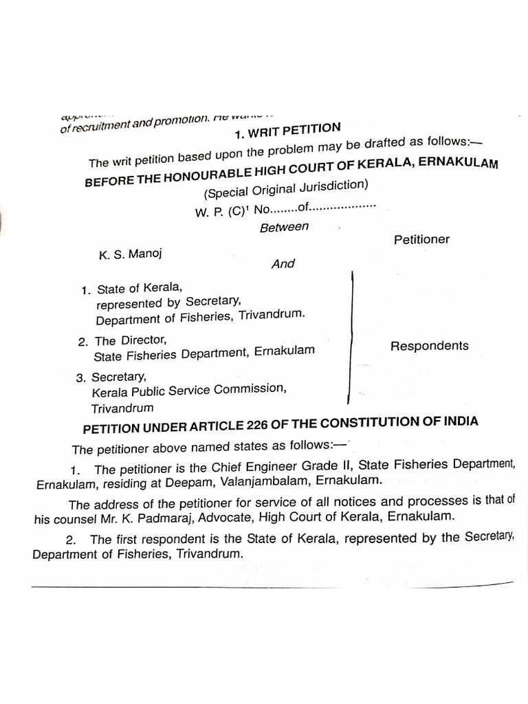 Writ Petition - 226 | PDF